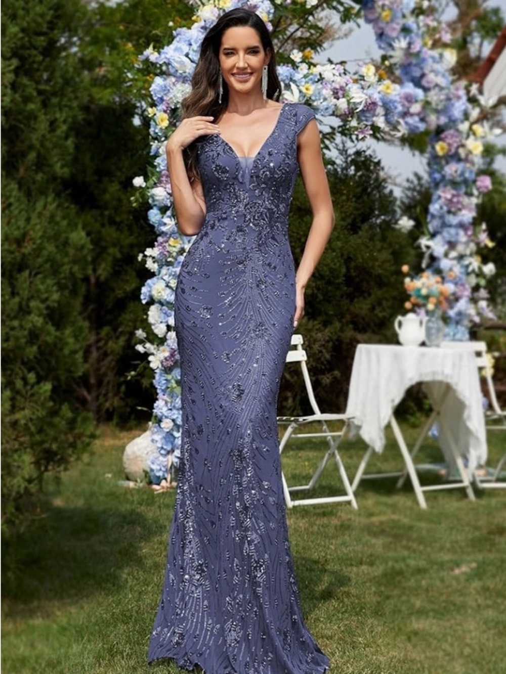 Elegant formal Airy Blue Color Gown